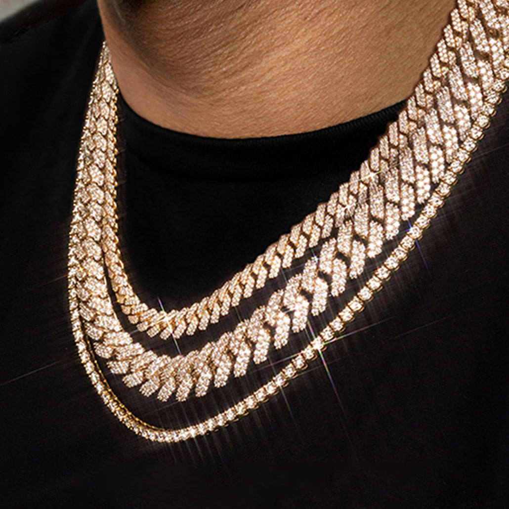 アクセサリー Iced Out Miami Cuban Chain Necklace Thunaraz Cuban Links Chain for Men 14MM Iced Out Miami Cuban Link