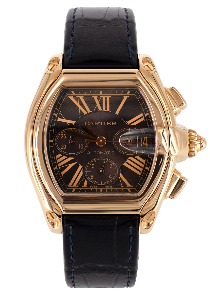 CARTIER ROADSTER XL CHRONOGRAPH WATCH IN 18K ROSE GOLD | CHOCOLATE ROM