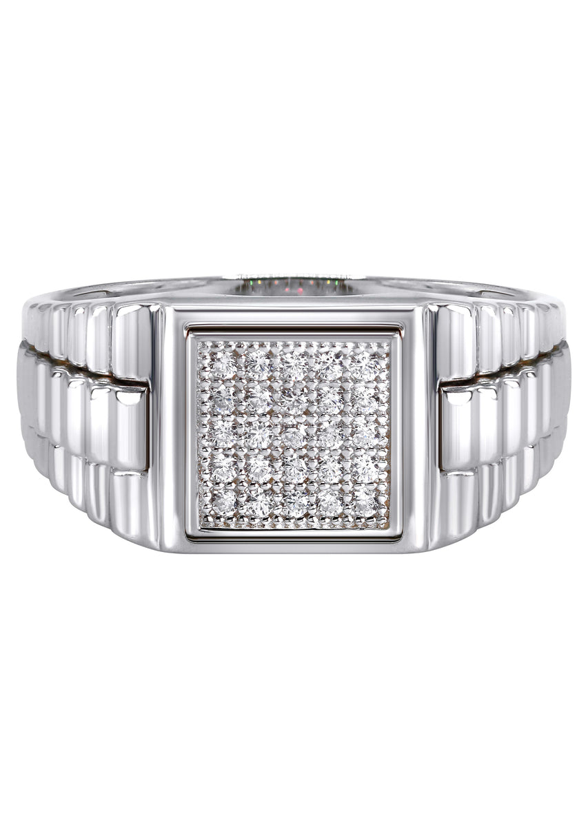 Mens Silver CZ Pinky Ring Appx 5.2 Grams FrostNYC