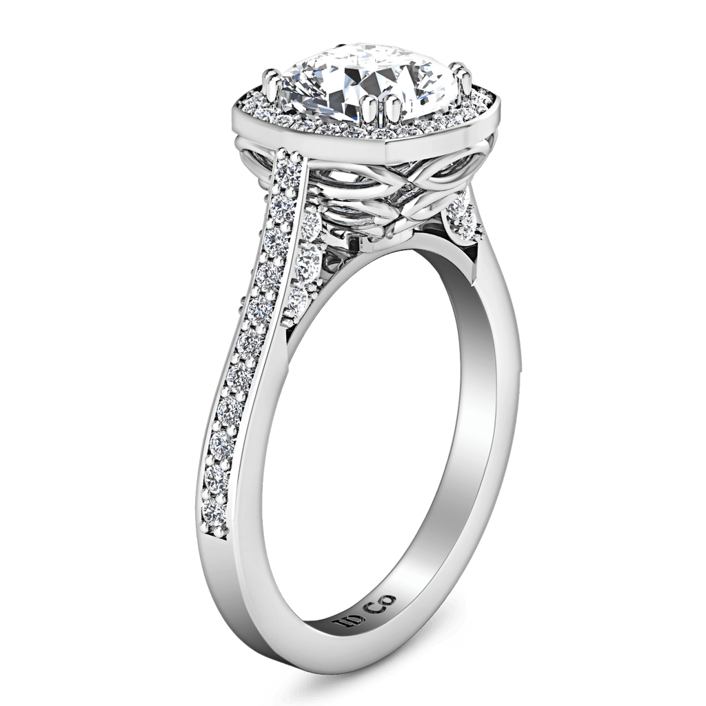 Halo Cushion Cut Diamond Engagement Ring Coco 14K White Gold engagement rings imaginediamonds 