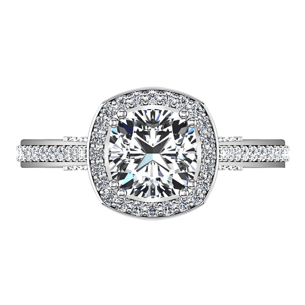 Halo Cushion Cut Diamond Engagement Ring Coco 14K White Gold engagement rings imaginediamonds 