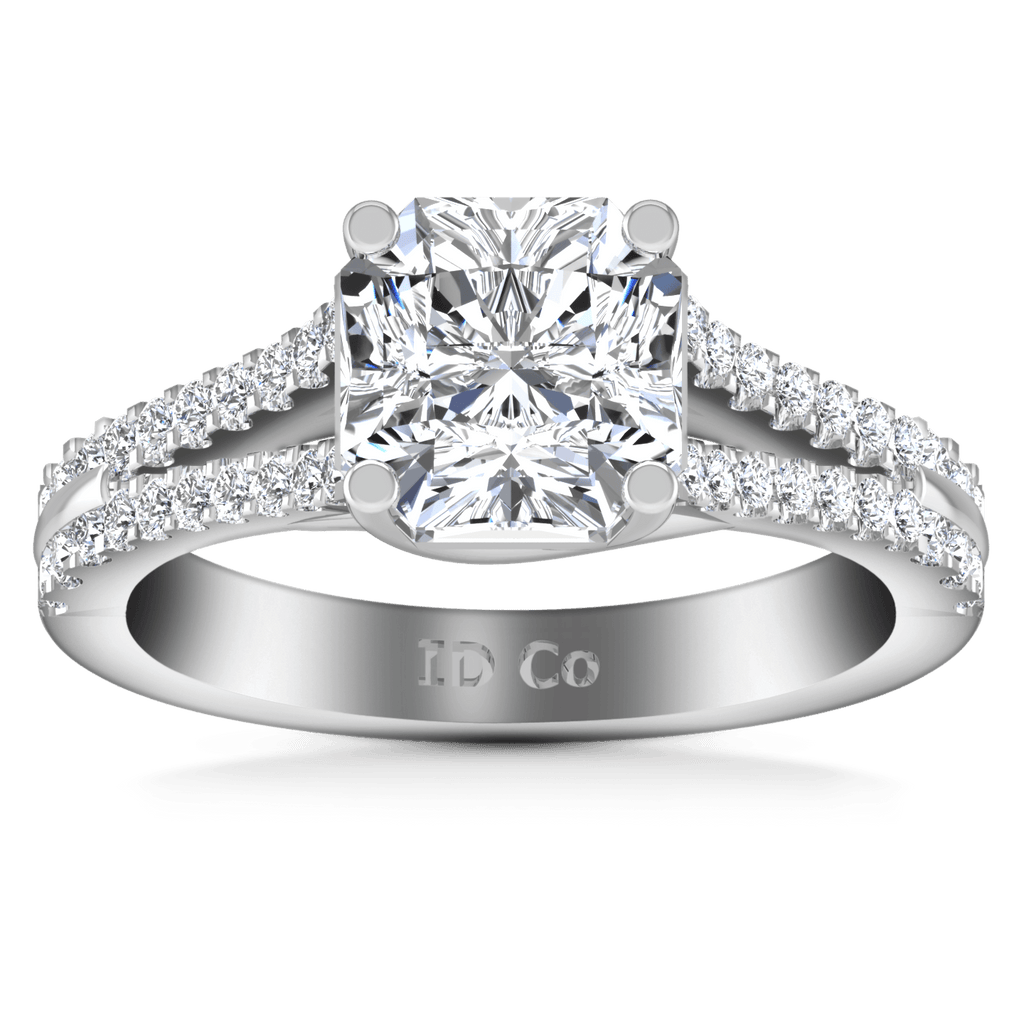 Pave Cushion Cut Diamond Engagement Ring Dahlia 14K White Gold engagement rings imaginediamonds 