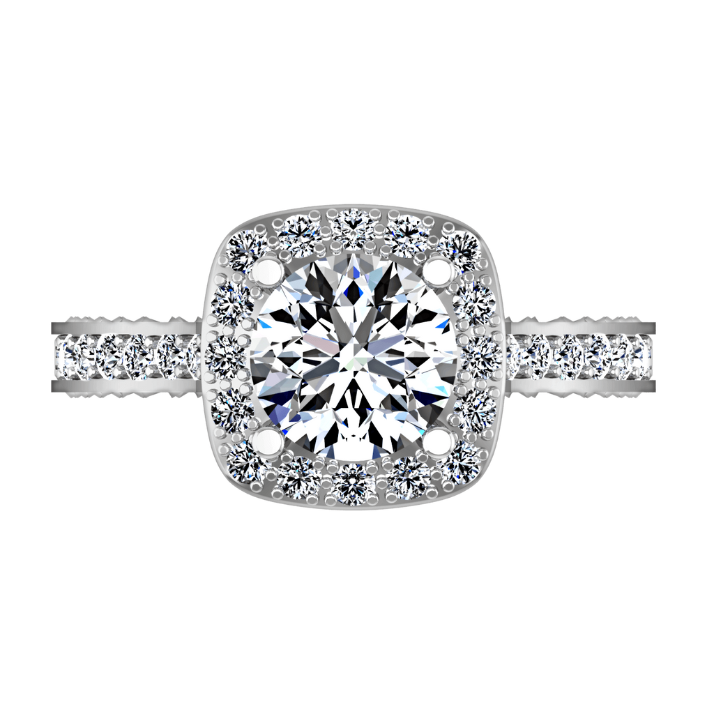 Round Diamond Halo Engagement Ring Heather 14K White Gold engagement rings imaginediamonds 