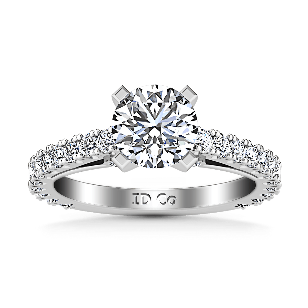 Round Diamond Pave Engagement Ring Eden 14K White Gold engagement rings imaginediamonds 