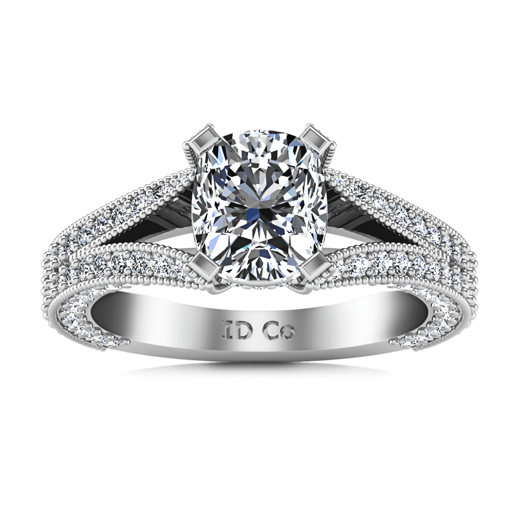 Pave Cushion Cut Diamond Engagement Ring Zahra 14K White Gold engagement rings imaginediamonds 