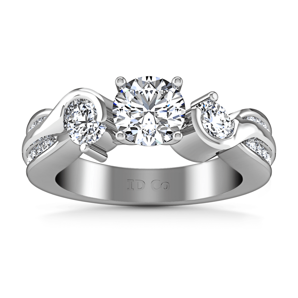 Round Diamond Three Stone Engagement Ring Cosette 14K White Gold engagement rings imaginediamonds 