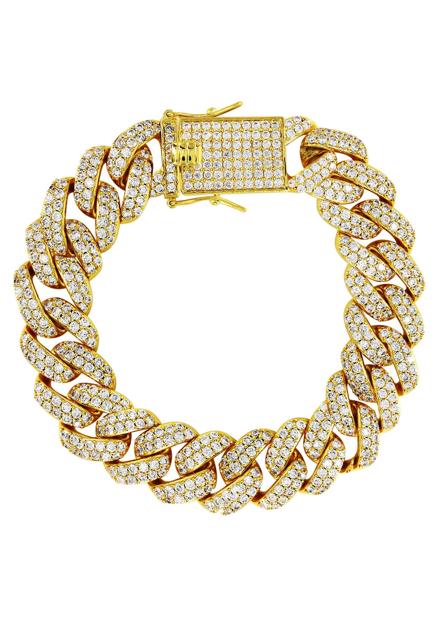 Gioiello Uomo Harlembling Anello Hip Hop Uomo In Argento 925 Placcato Oro 14k Con Moissanite - Grande, Ghiacciato, Italiano Anello Uomo Moissanite Ghiacciato 3d