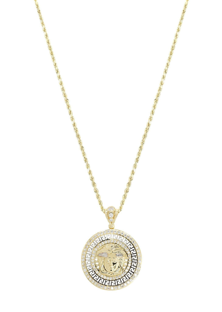 10K Yellow Gold Rope Chain & Medusa Style Pendant | Appx. 14.4 Grams chain & pendant FROST NYC 