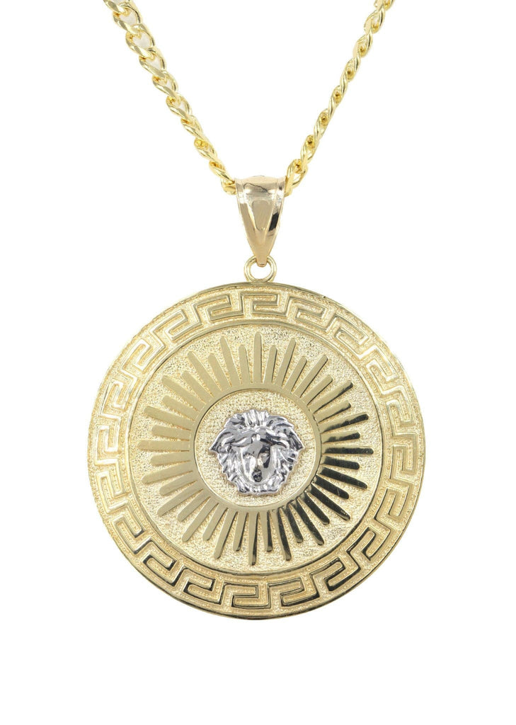 10K Yellow Gold Cuban Chain & Medusa Style Pendant | Appx. 28.6 Grams chain & pendant FROST NYC 