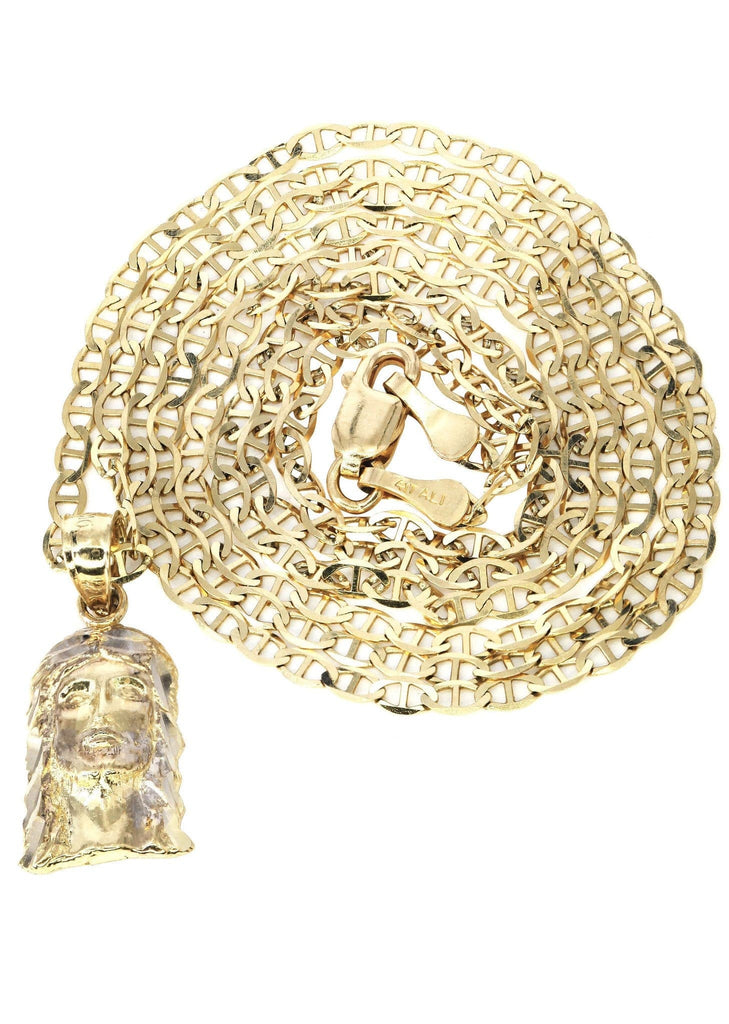10K Yellow Gold Mariner Chain & Jesus Piece Chain | Appx. 2.8 Grams chain & pendant FROST NYC 