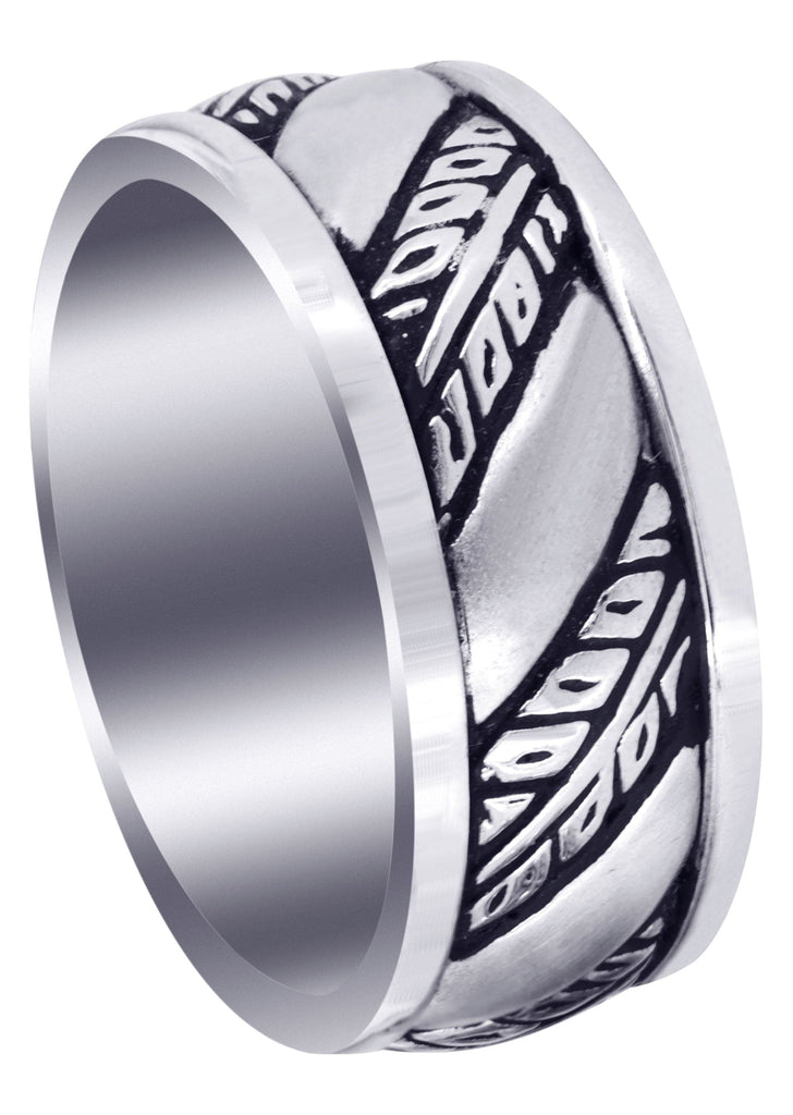 Fancy Carved Hand Engraved Diamond Mens Wedding Band | Satin Finish (Devin) Wedding Band FROST NYC 