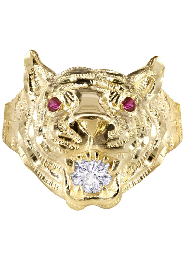 10K Yellow Gold Tiger style Mens Ring. | 6.1 Grams MEN'S RINGS FROST NYC 