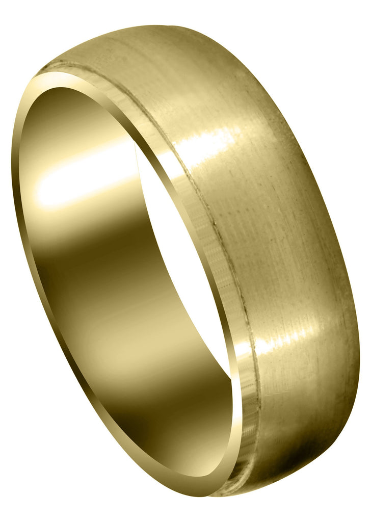 Yellow Gold Carved Simple Mens Wedding Band | Satin Finish (Joseph) Yellow Wedding Band FrostNYC 