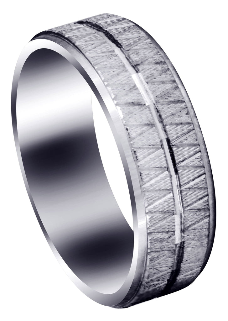 Fancy Carved Contemporary Mens Wedding Band | Diamond Cut Finish (Levi) Wedding Band FrostNYC 