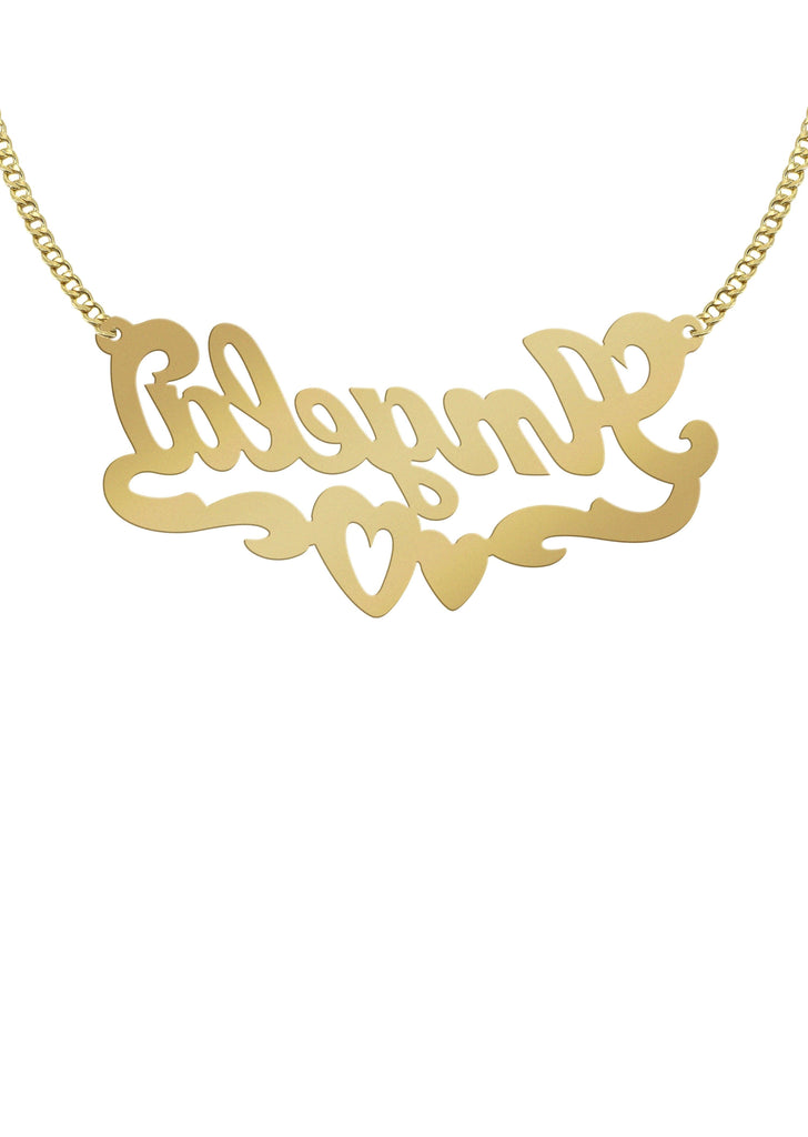 14K Ladies Diamond Cut Heart Name Plate Necklace | Appx. 8.4 Grams Name Plate Manufacturer 16 