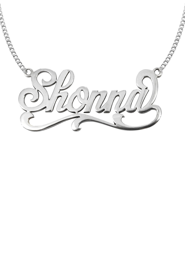14K Ladies White Gold Name Plate Necklace | Appx. 7.6 Grams Name Plate Manufacturer 16 