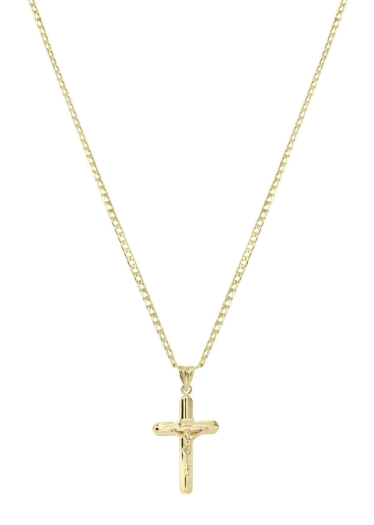 10K Gold Cuban Link & Gold Cross Pendant | 4.11 Grams chain & pendant FROST NYC 