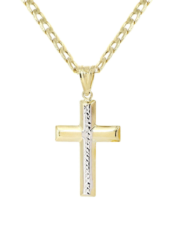 10K Gold Cuban Link & Gold Cross Pendant | 3.58 Grams chain & pendant FROST NYC 