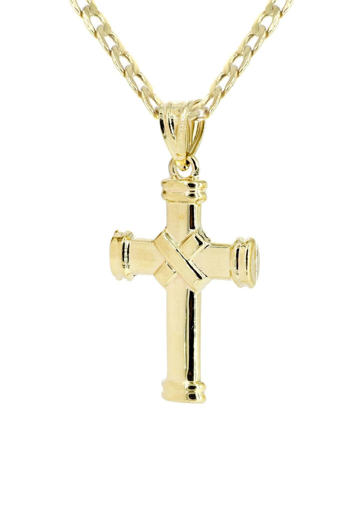10K Gold Cuban Link & Gold Cross Pendant | 4.12 Grams chain & pendant FROST NYC 