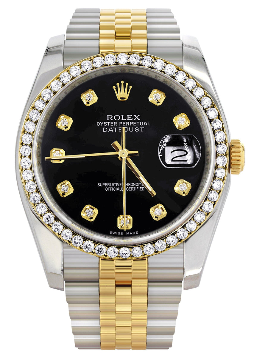 116233 | Hidden Clasp | Gold Rolex Datejust Watch | 36Mm | Black Dial