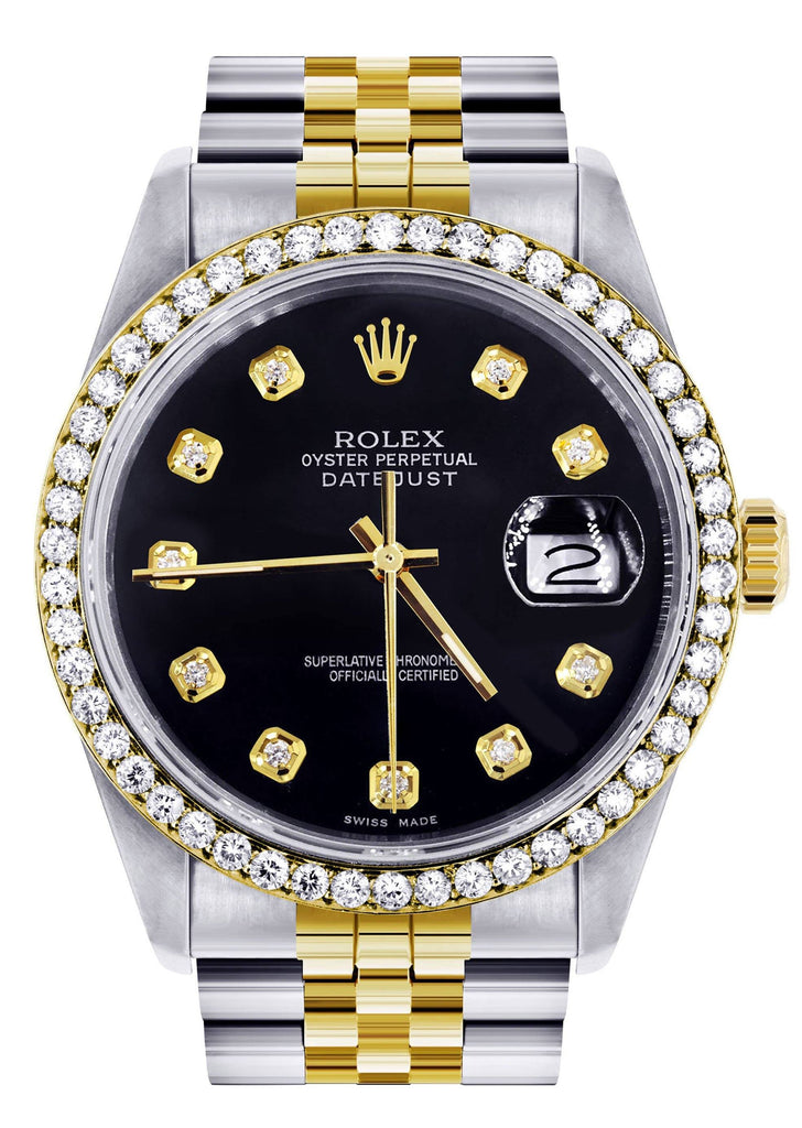 Womens Gold Datejust Watch | 36Mm | Black Dial | Jubilee Band women custom rolex FrostNYC 
