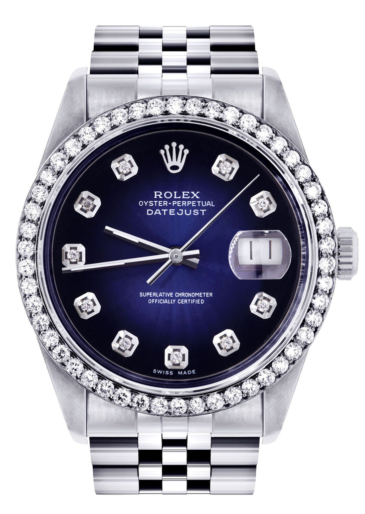 Womens Rolex Datejust Watch | 36Mm | Blue Dial | Jubilee Band women custom rolex FrostNYC 