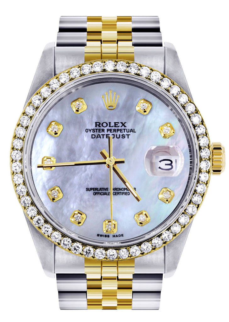 Womens Two Tone Rolex Datejust Watch | 36Mm | Mother of Pearl Dial | Jubilee Band women custom rolex FrostNYC 
