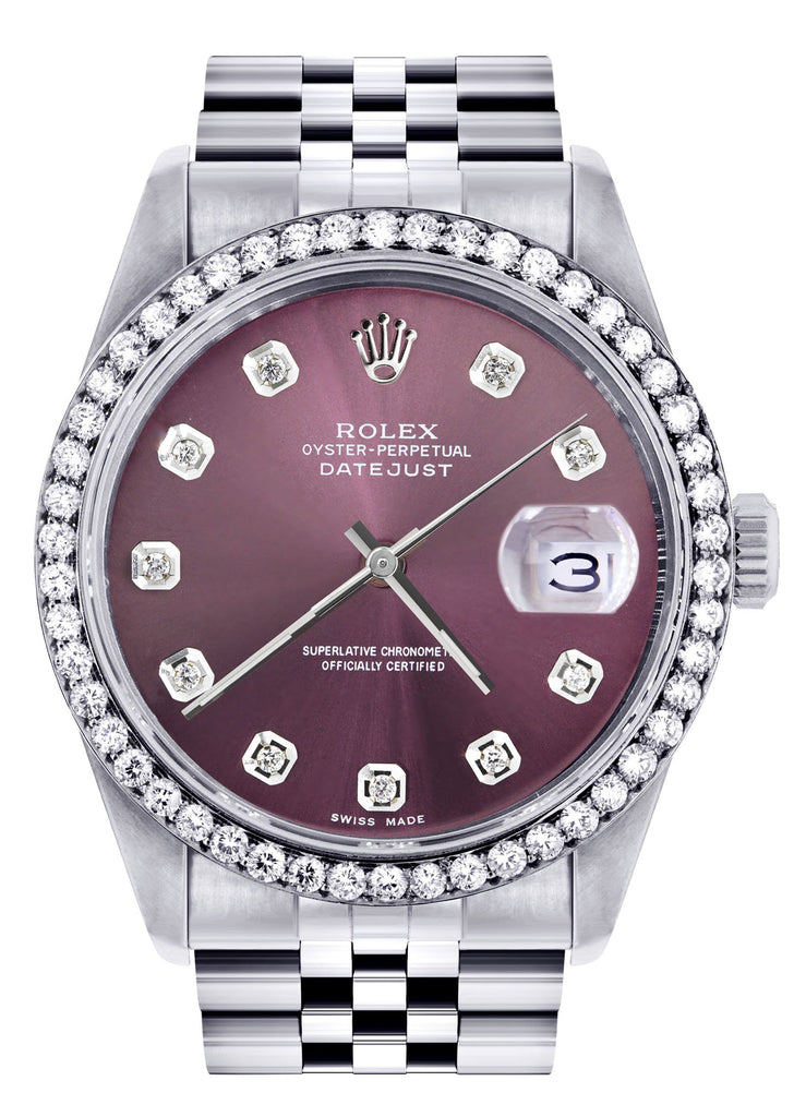 Womens Rolex Datejust Watch | 36Mm | Purple Dial | Jubilee Band women custom rolex FrostNYC 