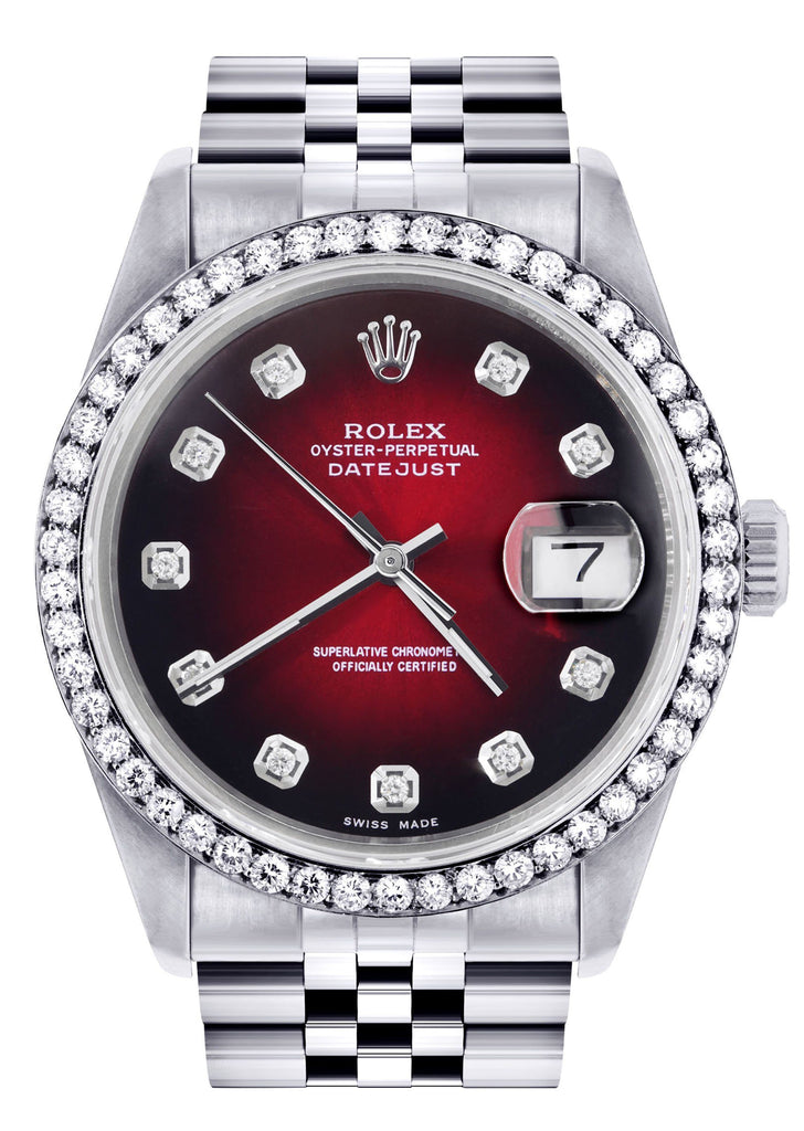 Womens Rolex Datejust Watch | 36Mm | Red Dial | Jubilee Band women custom rolex FrostNYC 