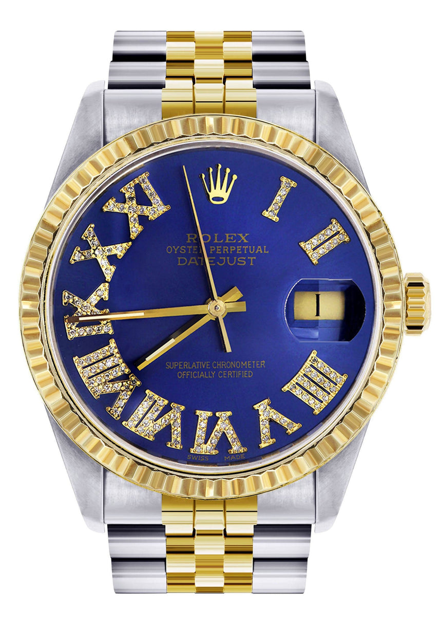 Mens Rolex Datejust Watch 16233 Two Tone | 36Mm | Royal Blue Roman Dia