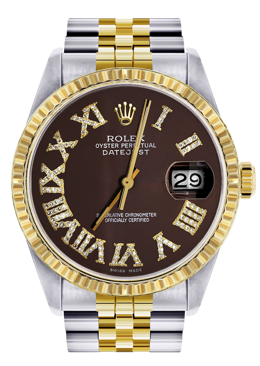 Mens Rolex Datejust Watch 16233 Two Tone | Fluted Bezel | 36Mm | Choco