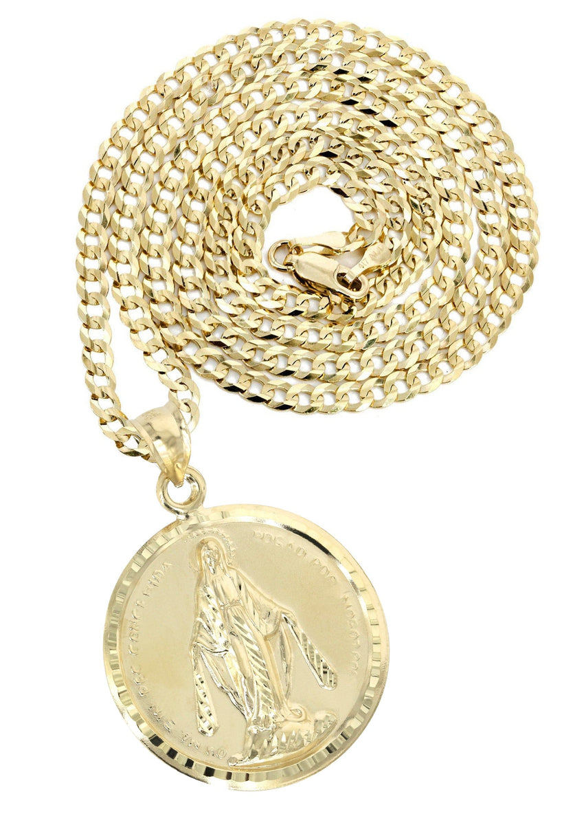 アクセサリー 24K/18K Virgin Mary Gold Pendant 10K Yellow Gold Virgin Mary Necklace | Appx. 14.4 Grams