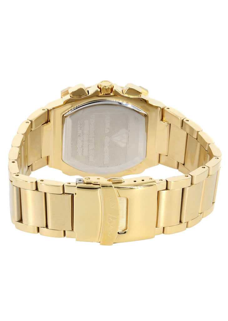 Mens Yellow Gold Tone Diamond Watch | Appx. 0.21 Carats MENS GOLD WATCH FROST NYC 
