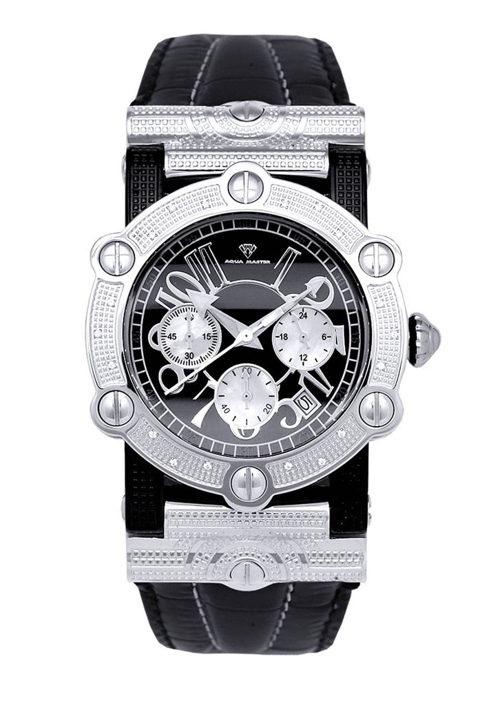 Mens White Gold Tone Diamond Watch | Appx. 0.19 Carats MENS GOLD WATCH FROST NYC 