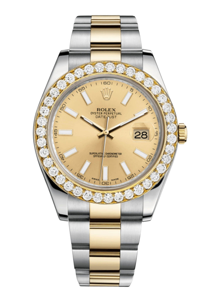 Rolex Datejust Ii Champagne Dial - Index Hour Markers With 5 Carats Of Diamonds WATCHES FROST NYC 