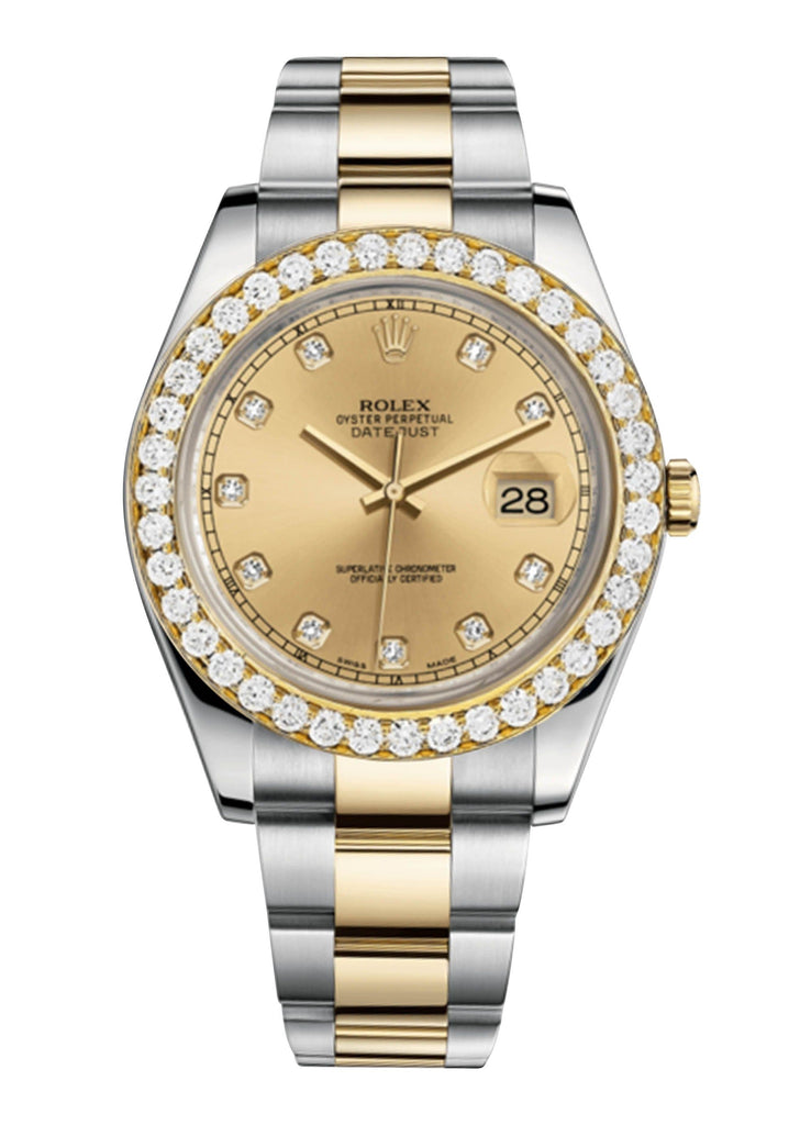 Rolex Datejust Ii Champagne Dial - Diamond Hour Markers With 5 Carats Of Diamonds WATCHES FROST NYC 