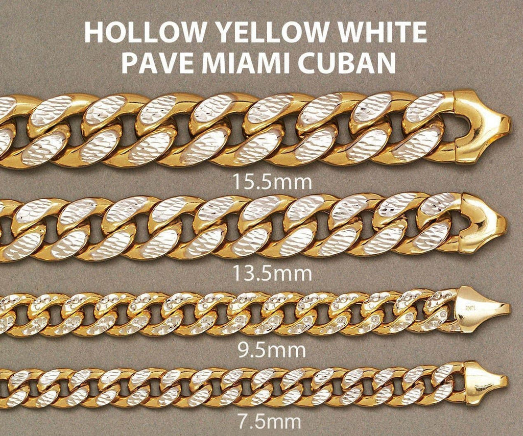 14K Gold Chain - Hollow Diamond Cut Miami Cuban Link Chain MEN'S CHAINS FROST NYC 