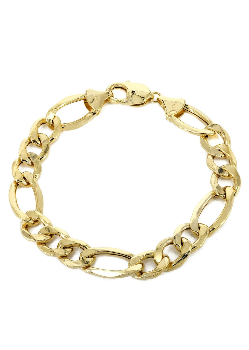 Semi Solid Mens Figaro Bracelet 10K Yellow Gold Semi Solid Mens Figaro Bracelet 10K Yellow Gold