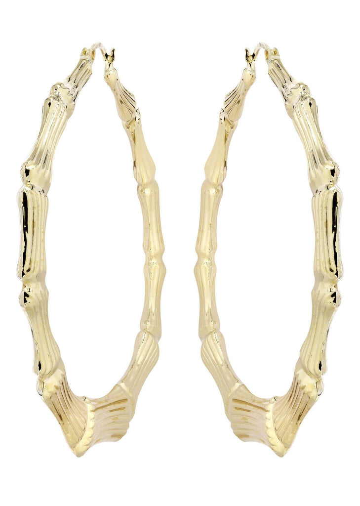 10K Gold Bamboo Hoop Earrings | Customizable Size Gold Hoop Earrings FROST NYC 