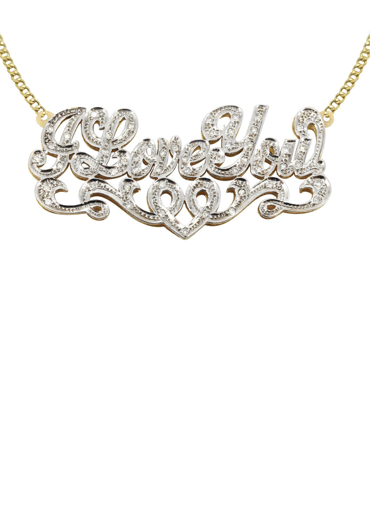 14K Ladies Diamond Cut with Diamonds Name Plate Necklace | Appx. 13.3 Grams Name Plate Manufacturer 16 