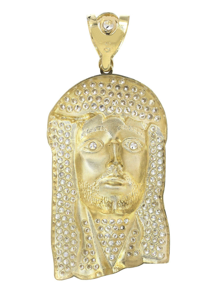 Big Jesus Piece & Cz 10K Yellow Gold Pendant. | 42.1 Grams MEN'S PENDANTS FROST NYC 