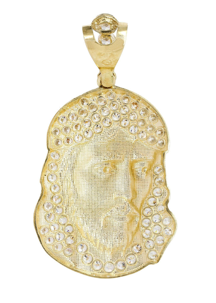 Big Jesus Piece & Cz 10K Yellow Gold Pendant. | 11 Grams MEN'S PENDANTS FROST NYC 
