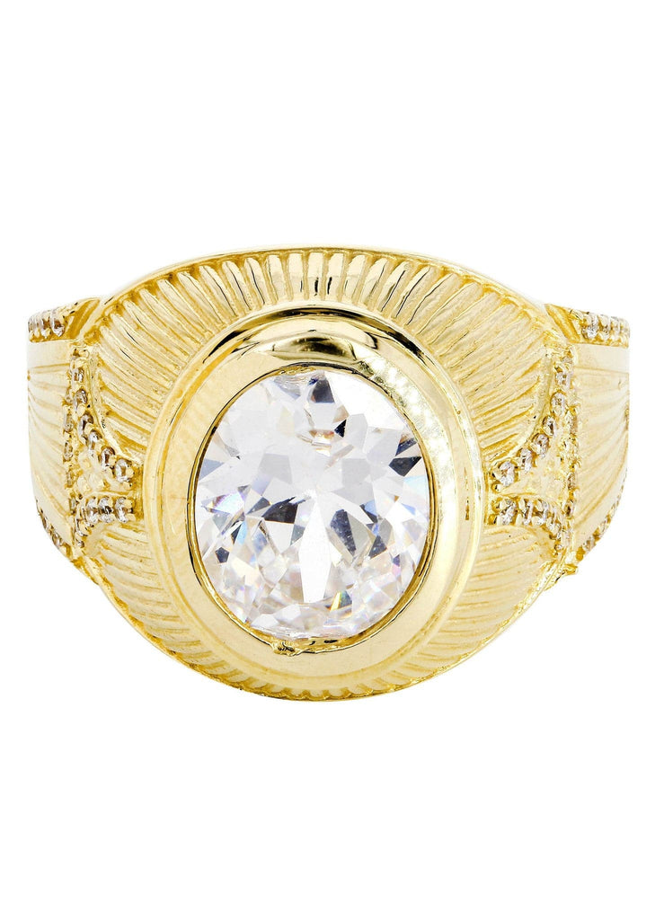 Rock Crystal & Cz 10K Yellow Gold Mens Ring. | 9.5 Grams MEN'S RINGS FROST NYC 