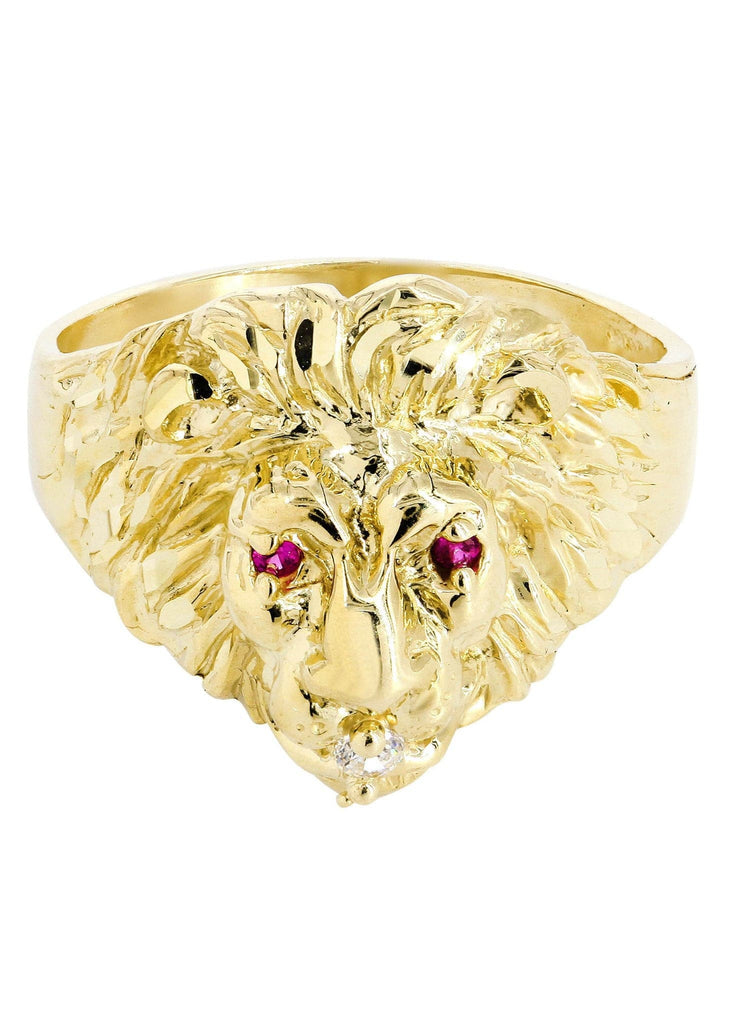 Lion & Ruby 10K Yellow Gold Mens Ring. | 5.8 Grams MEN'S RINGS FROST NYC 
