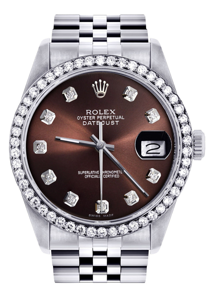 Womens Rolex Datejust Watch | 36Mm | Chocolate Diamond Dial | Jubilee Band women custom rolex FrostNYC 