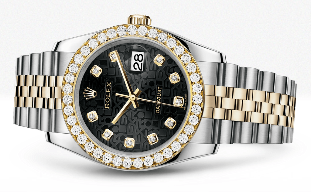 Rolex Datejust Black Jubiliee Dial - Diamond Hour Markers With 4 Carats Of Diamonds WATCHES FROST NYC 