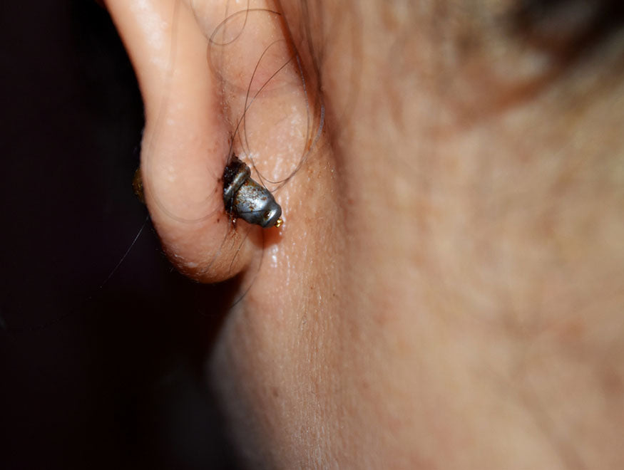 closeup of earring backing