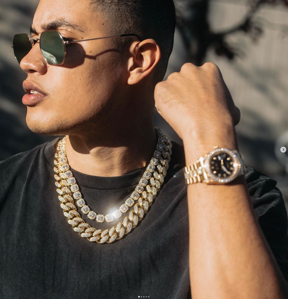 The Art of Pairing Gold Chains, Bracelets, and Watches for Men: Miami Cuban, Franco, Rope, and Figaro Links with a Diamond Rolex Datejust