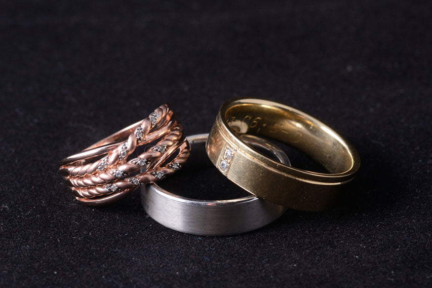 trio of gold rings