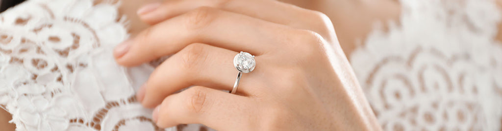woman wearing engagement ring
